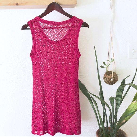Dark magenta crochet mini dress/tunic - Picture 3 of 8